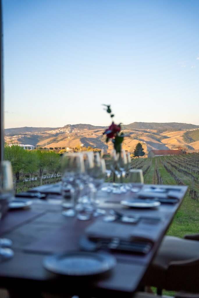 Casa Das Pipas restaurant vineyard view at The Manor House Celeirós, luxury wedding venue in Portugal