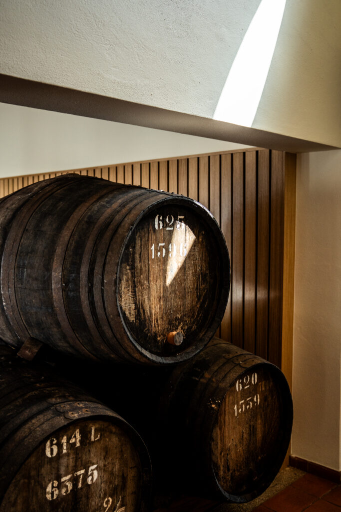 Casa Das Pipas restaurant wine barrels at The Manor House Celeirós, luxury wedding venue in Portugal