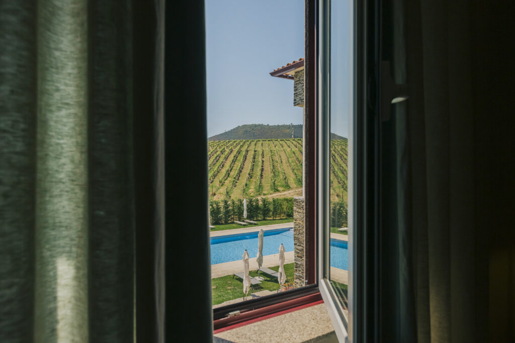Vineyards and pool at The Manor House Celeirós, luxury wedding venue in Portugal