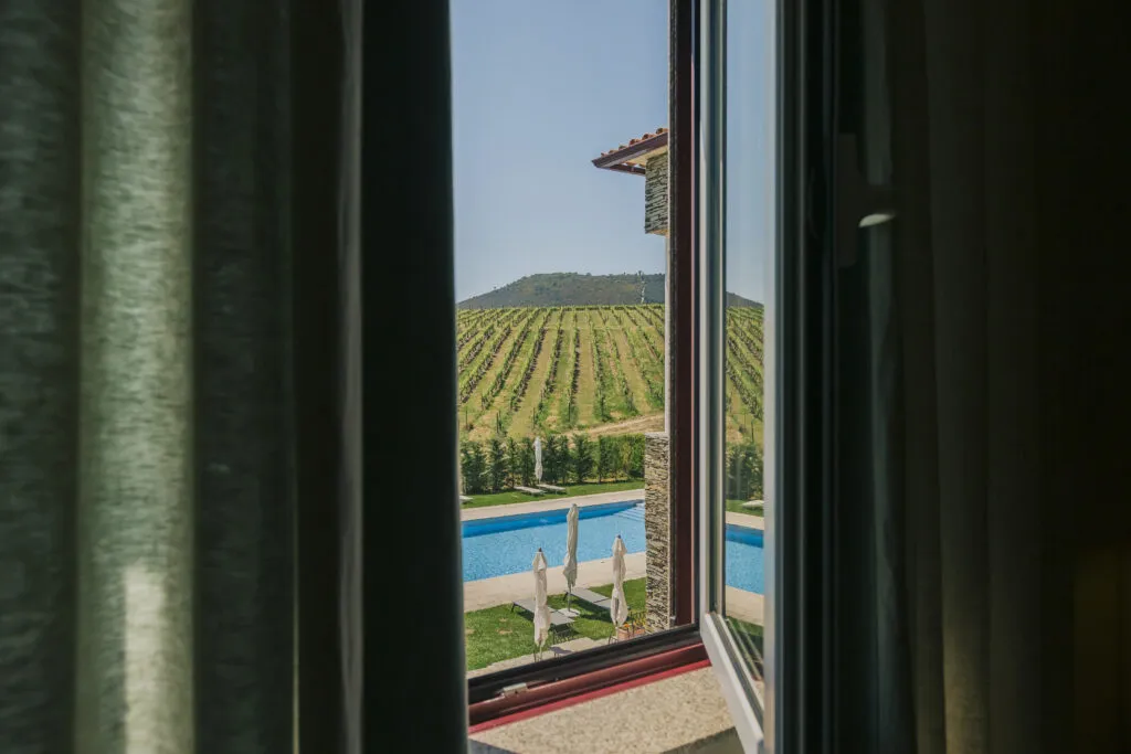 Vineyards and pool at The Manor House Celeirós, luxury wedding venue in Portugal