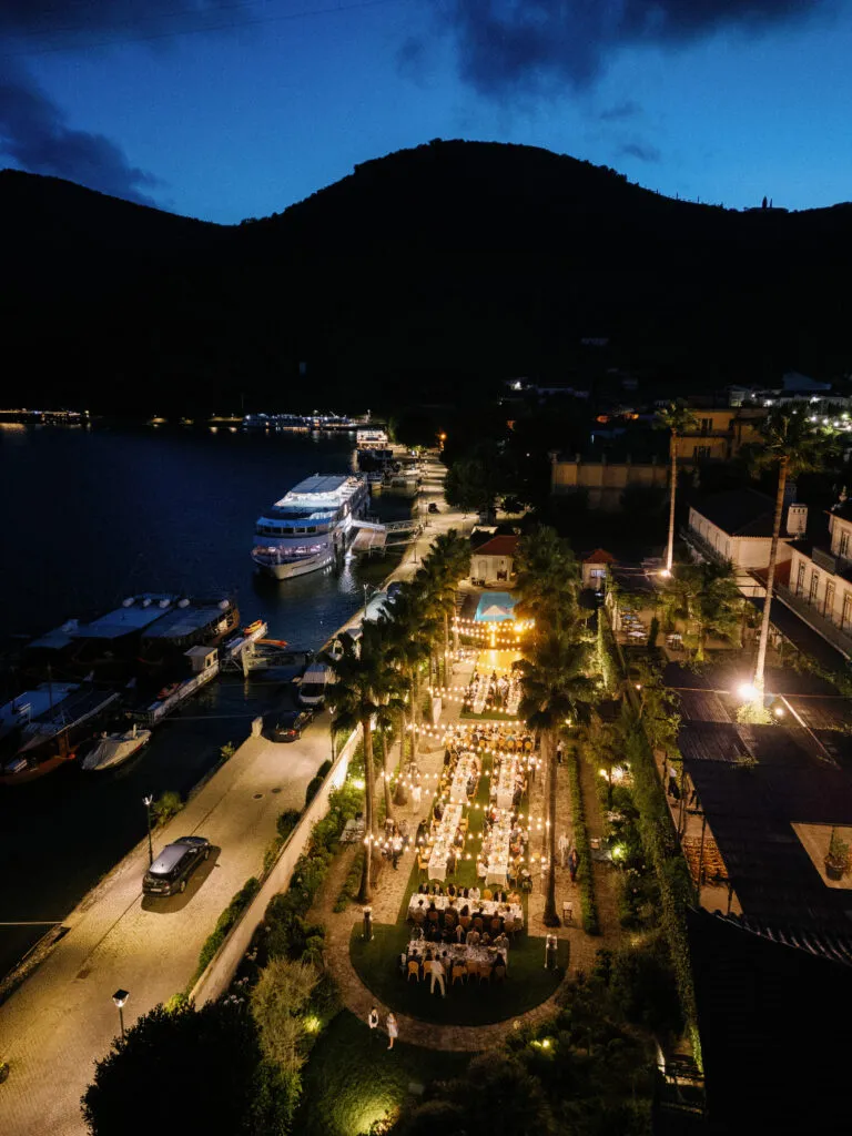 Vintage House Drone View at night