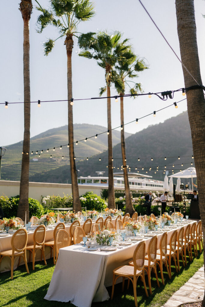 Vintage House Wedding Setup with lights
