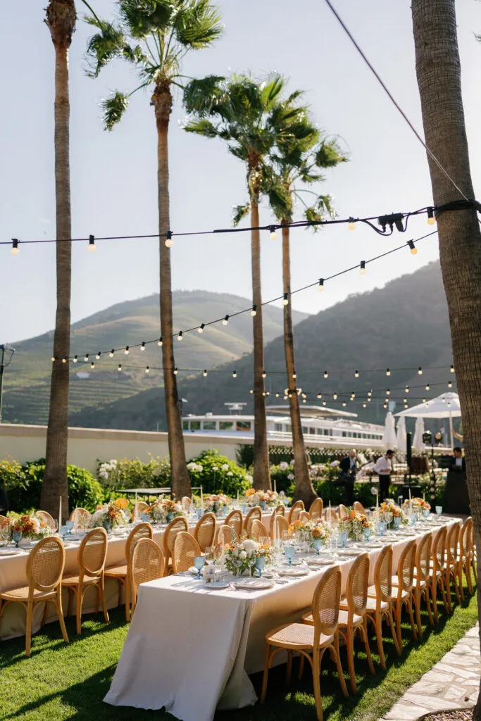 Vintage House Wedding Setup with lights