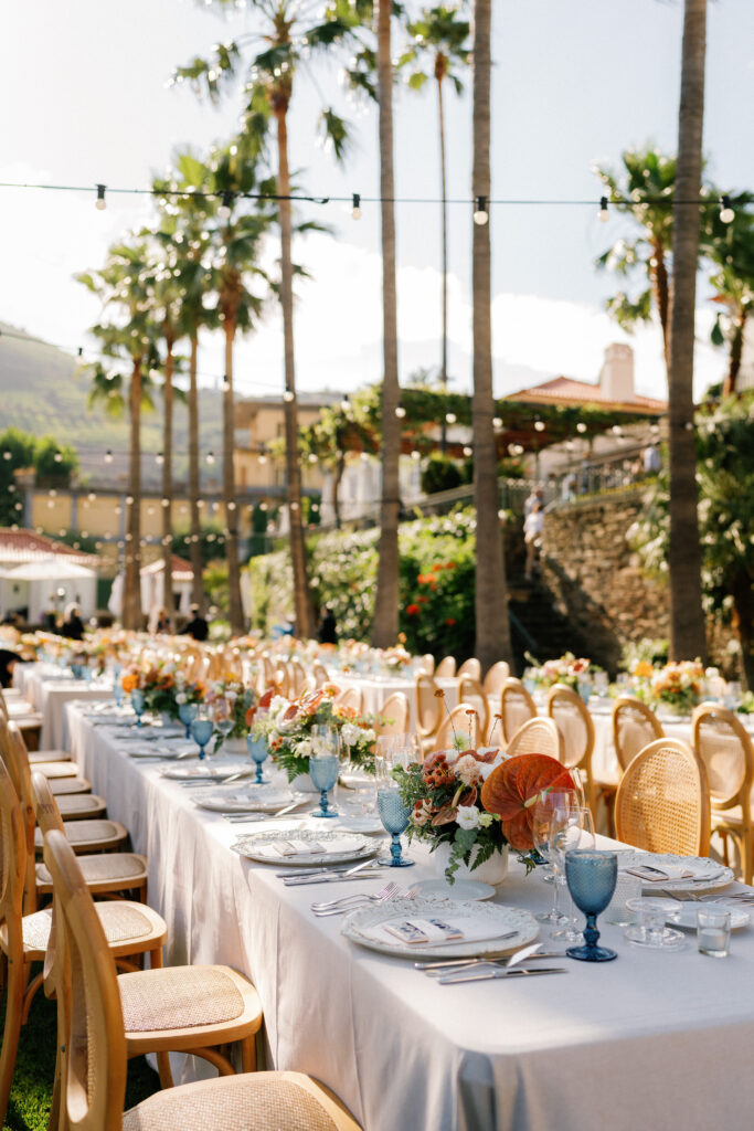 Vintage House Wedding Table with Palm Trees