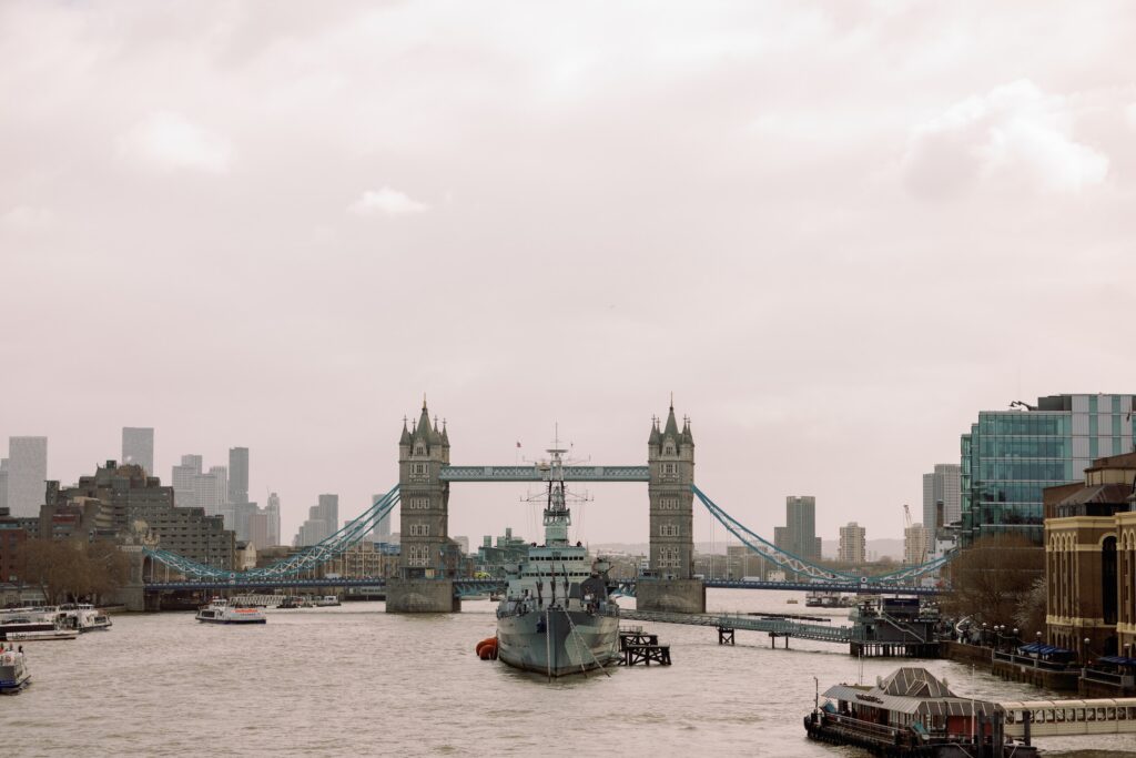 Tower Bridge and the River Thames, a riverside wedding location in London