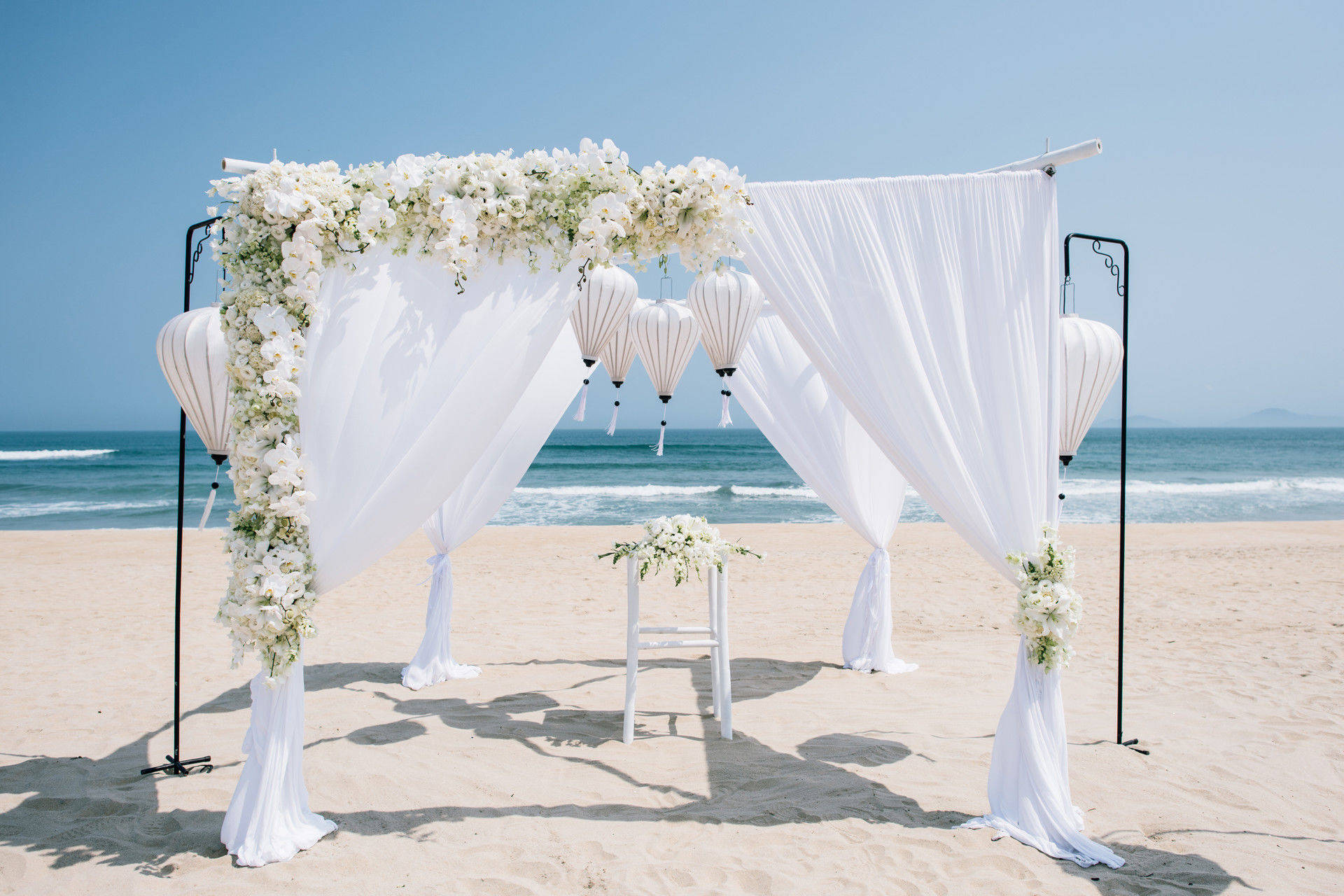 Wedding ceremony aisle on beach