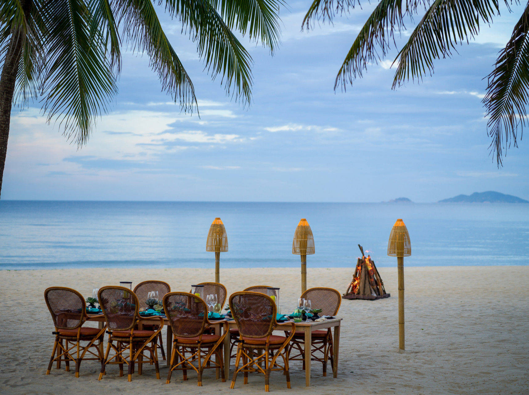Beautiful beach wedding reception