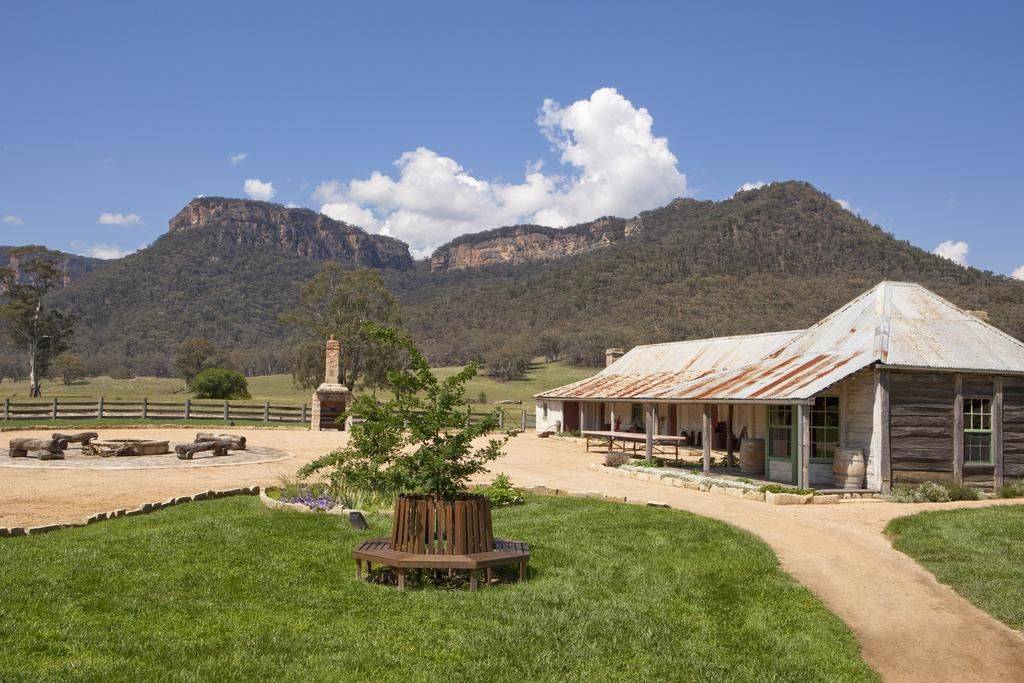 Exterior of venue with distant mountains