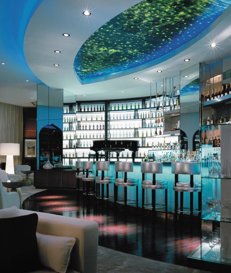 Beautiful modern bar with lounging chairs